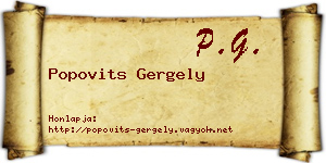 Popovits Gergely névjegykártya